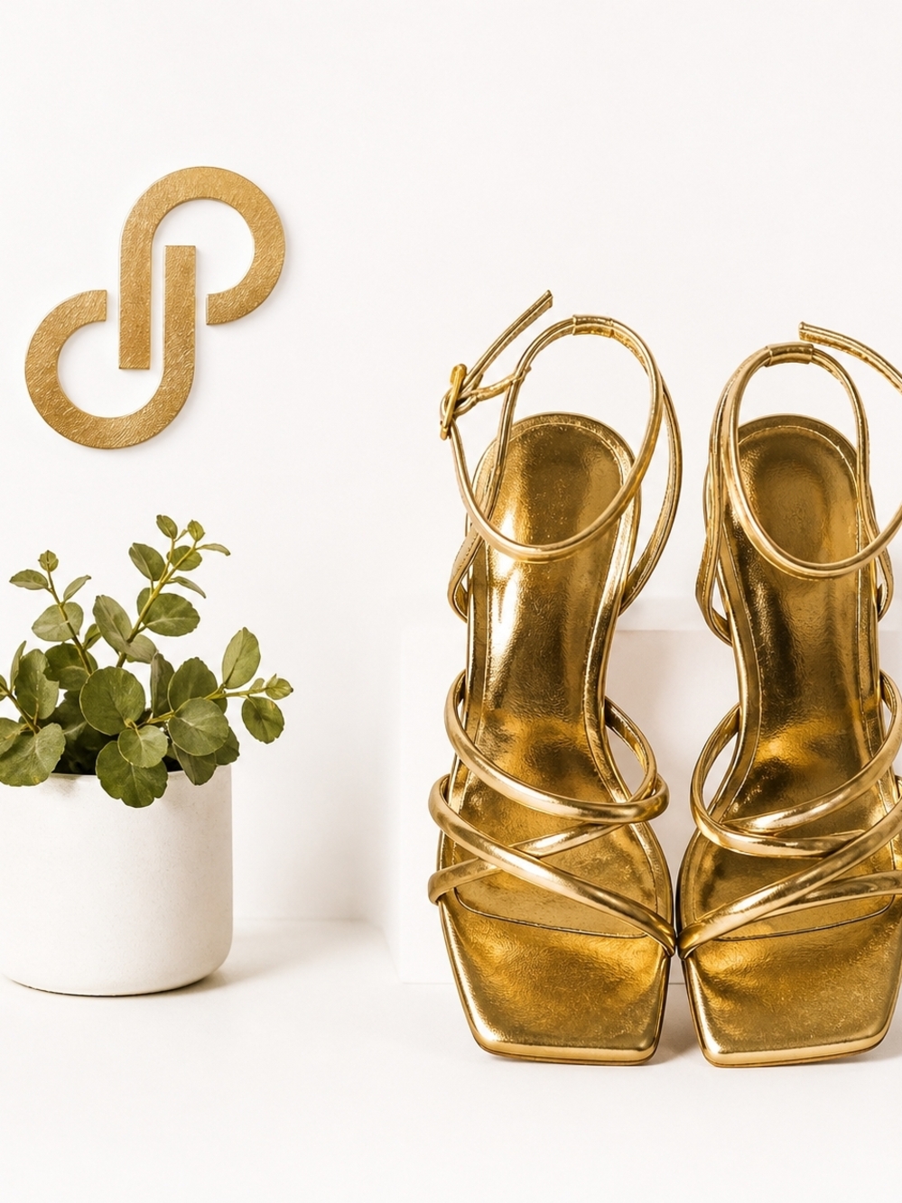 Steve Madden Brendi Gold Metallic Strappy Heeled Sandals 7M Prom Wedding Guest